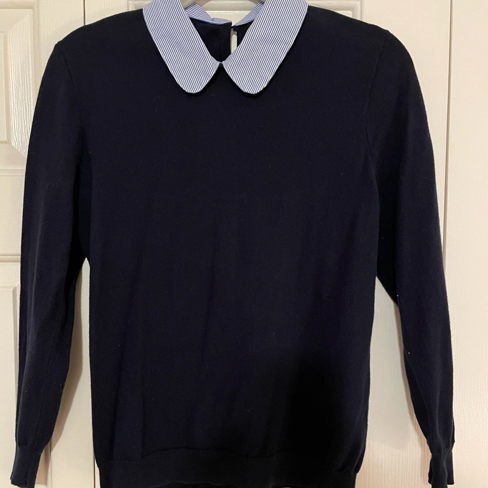Faux collar, 3/4 sleeve sweater
